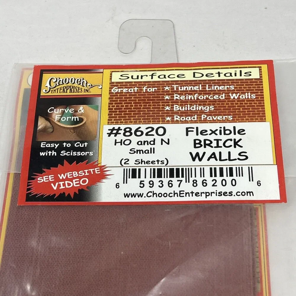 Chooch Enterprises 8620 HO & N Scale Flexible Brick Walls 2 Sheets in Pack